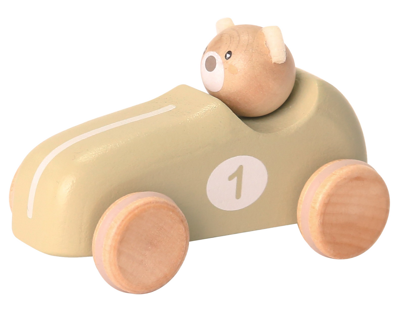 Rennauto Bär mit Rückzugantrieb Holz