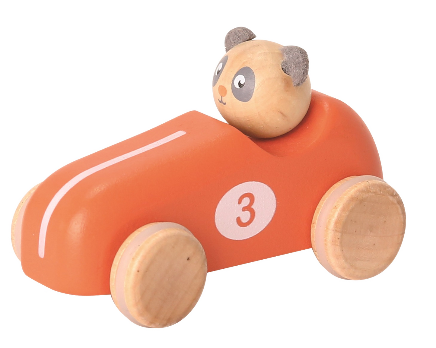 Rennauto Bär mit Rückzugantrieb Holz