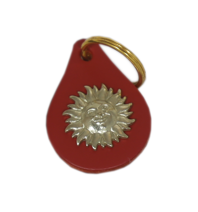 Keychain leather gold-plated sun 4x5cm