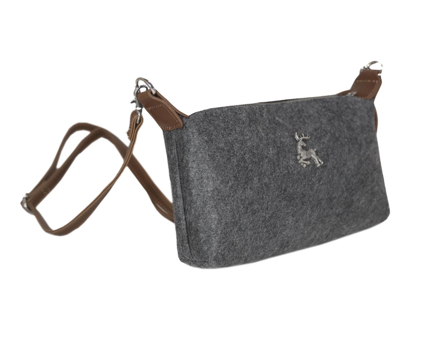 Schultertasche Filz/Eco-Leder grau