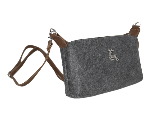 Schultertasche Filz/Eco-Leder grau