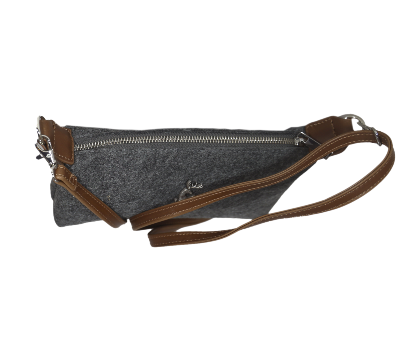 Schultertasche Filz/Eco-Leder grau
