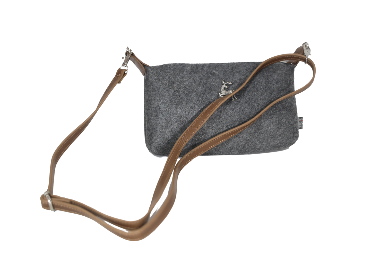 Schultertasche Filz/Eco-Leder grau