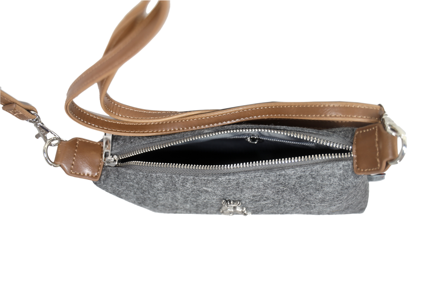 Schultertasche Filz/Eco-Leder grau