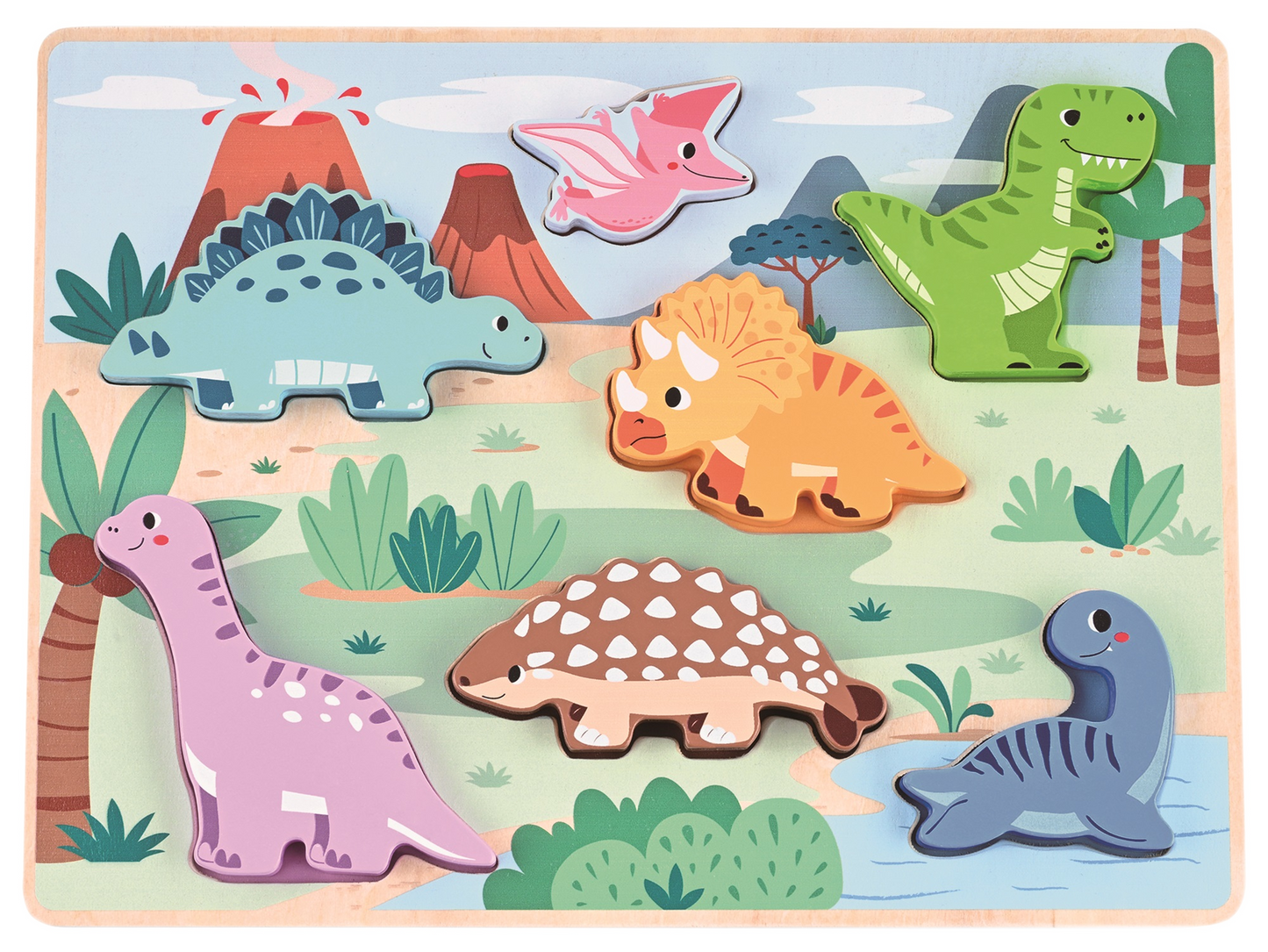 Steckpuzzle Dinos 7-Teilig Holz
