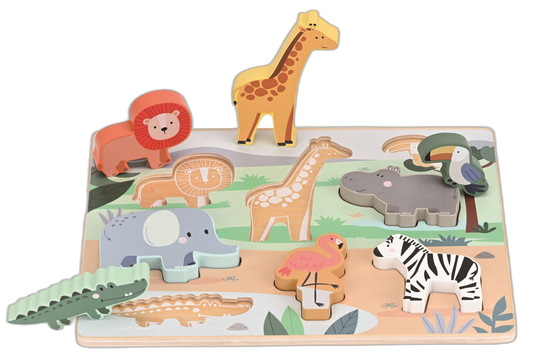 Safari Peg Puzzle 8-Piece Wood
