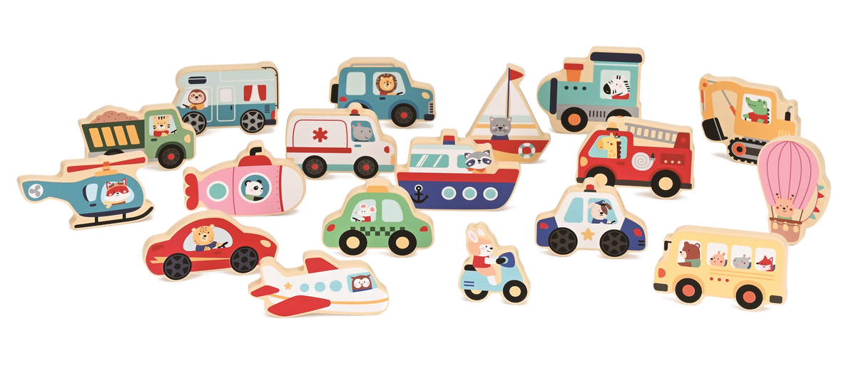 Vehicle Peg Puzzle 18-piece Wood