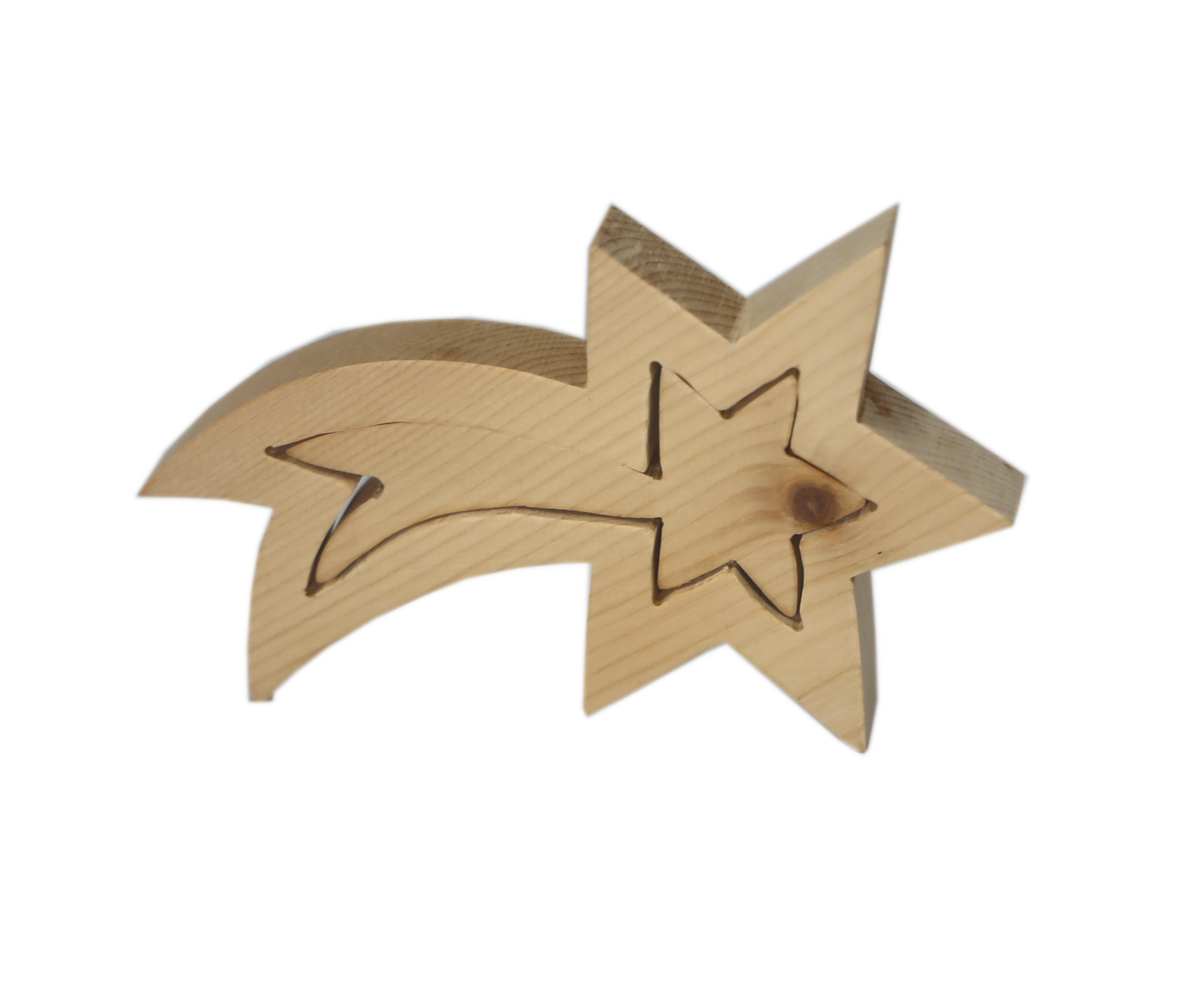 Shooting star made of pine wood, 2 pieces