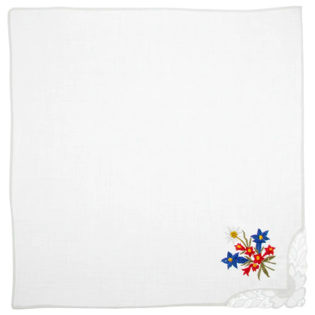 Taschentuch bestickt Alpenblumen Baumwolle 13.2162 10dc6b3f d683 48c5 9a47 1bc543a009b5