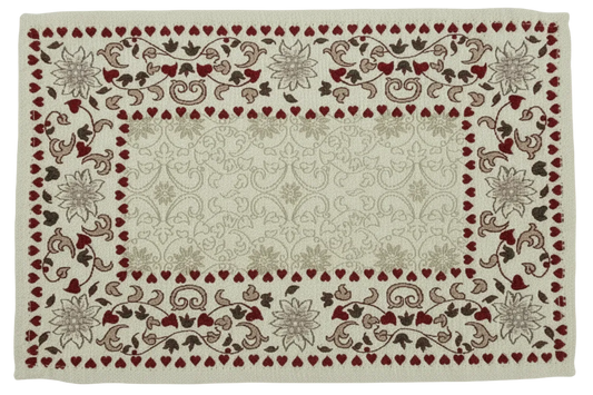 Tischset Herzen+Edelweiss beige/rot