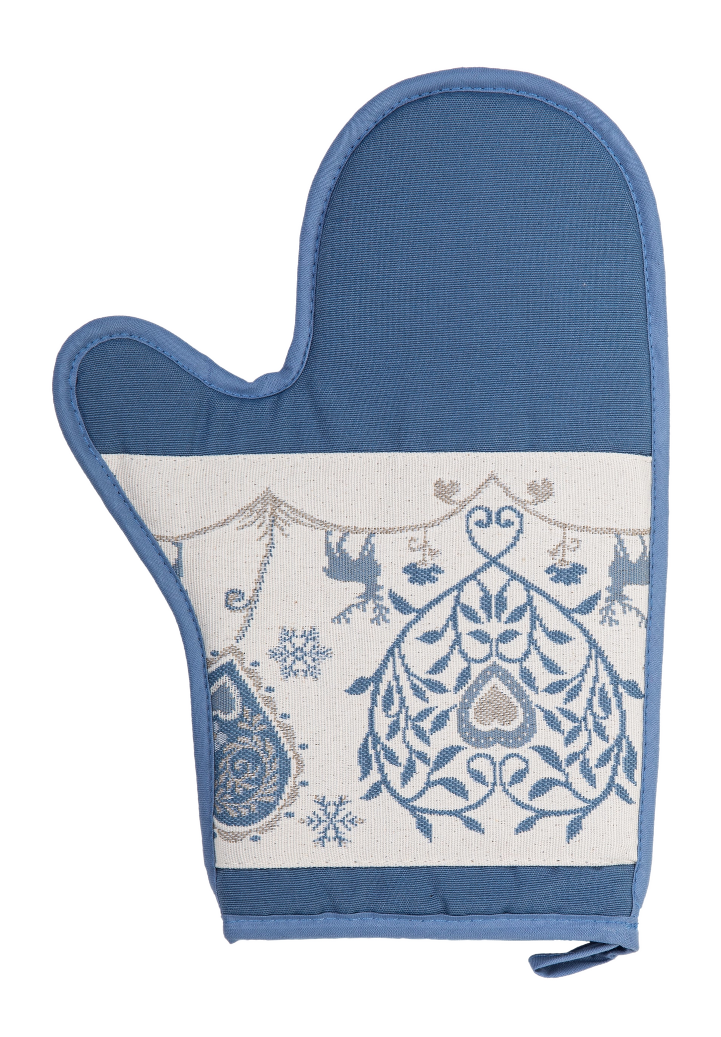 Topfhandschuh Hirsch+Herz blau/beige