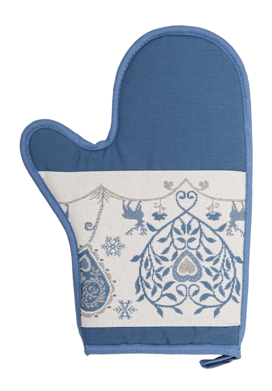 Topfhandschuh Hirsch+Herz blau/beige