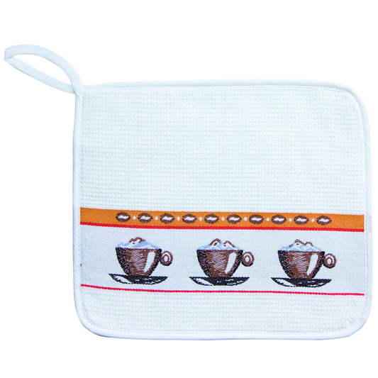 Topflappen Cappuccino weiss/braun