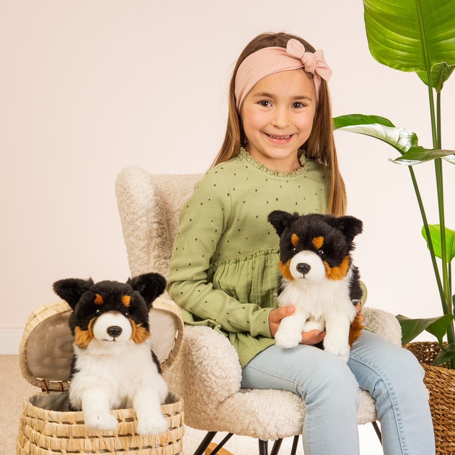 Tri-color Border Collie sitzend Plüschtier 30cm