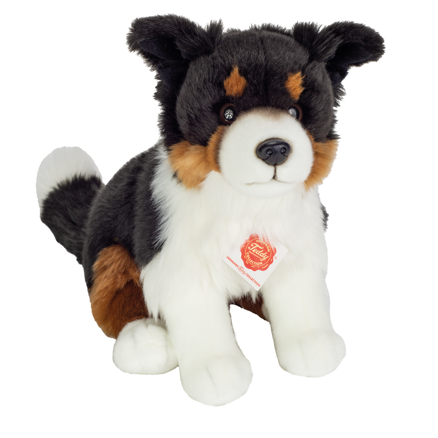 Tri-color Border Collie sitzend Plüschtier 30cm