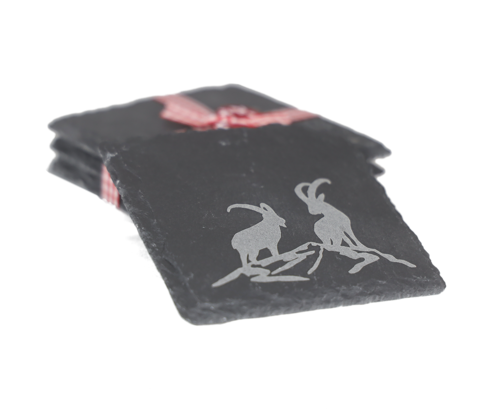 Untersetzer Steinboecke Silhouette Schiefer Set