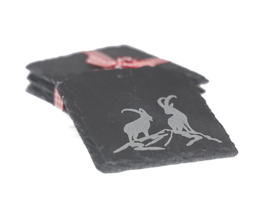 Glas-Untersetzer Steinböcke Schiefer 4er-Set