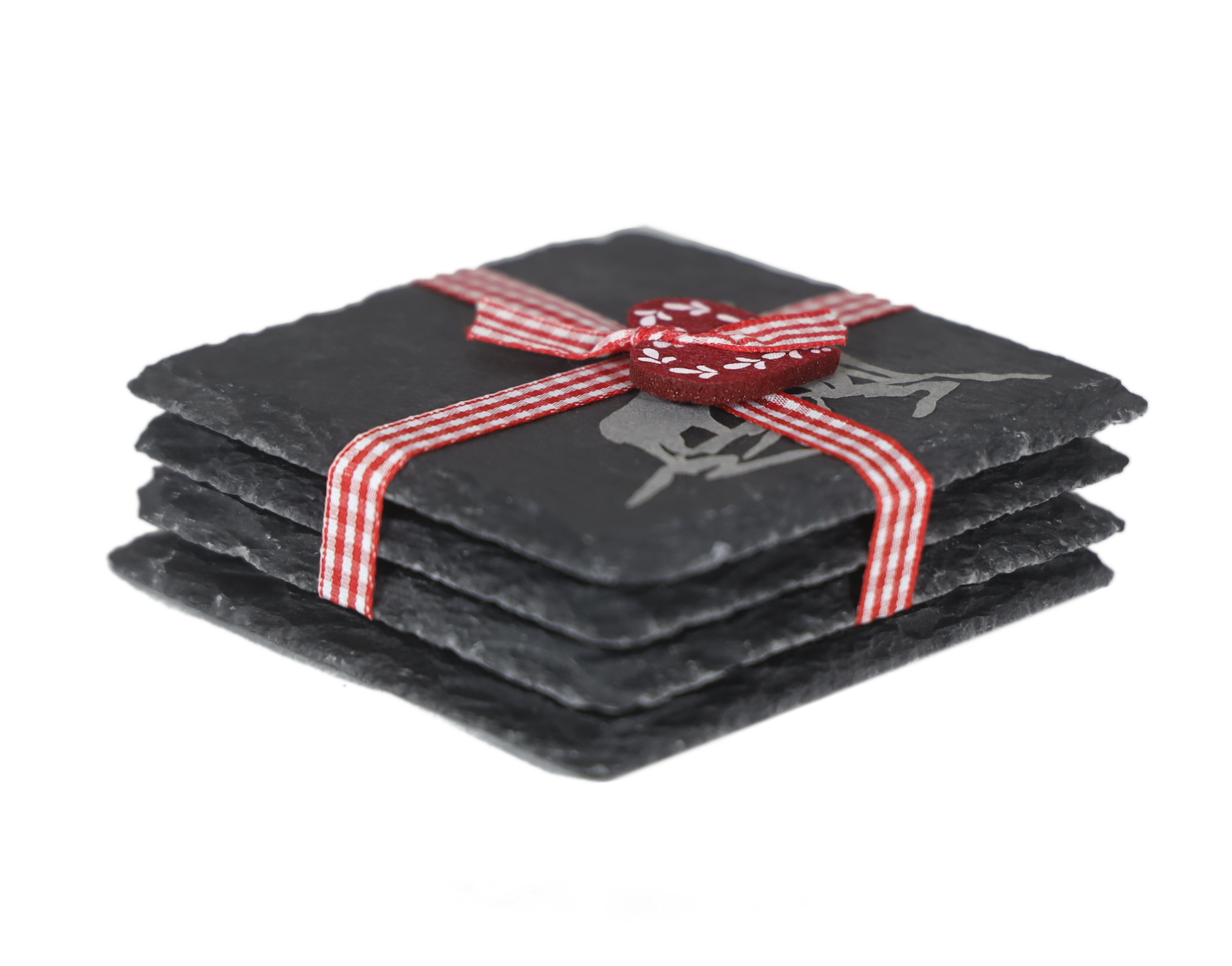 Untersetzer Steinboecke Silhouette Schiefer Set 4