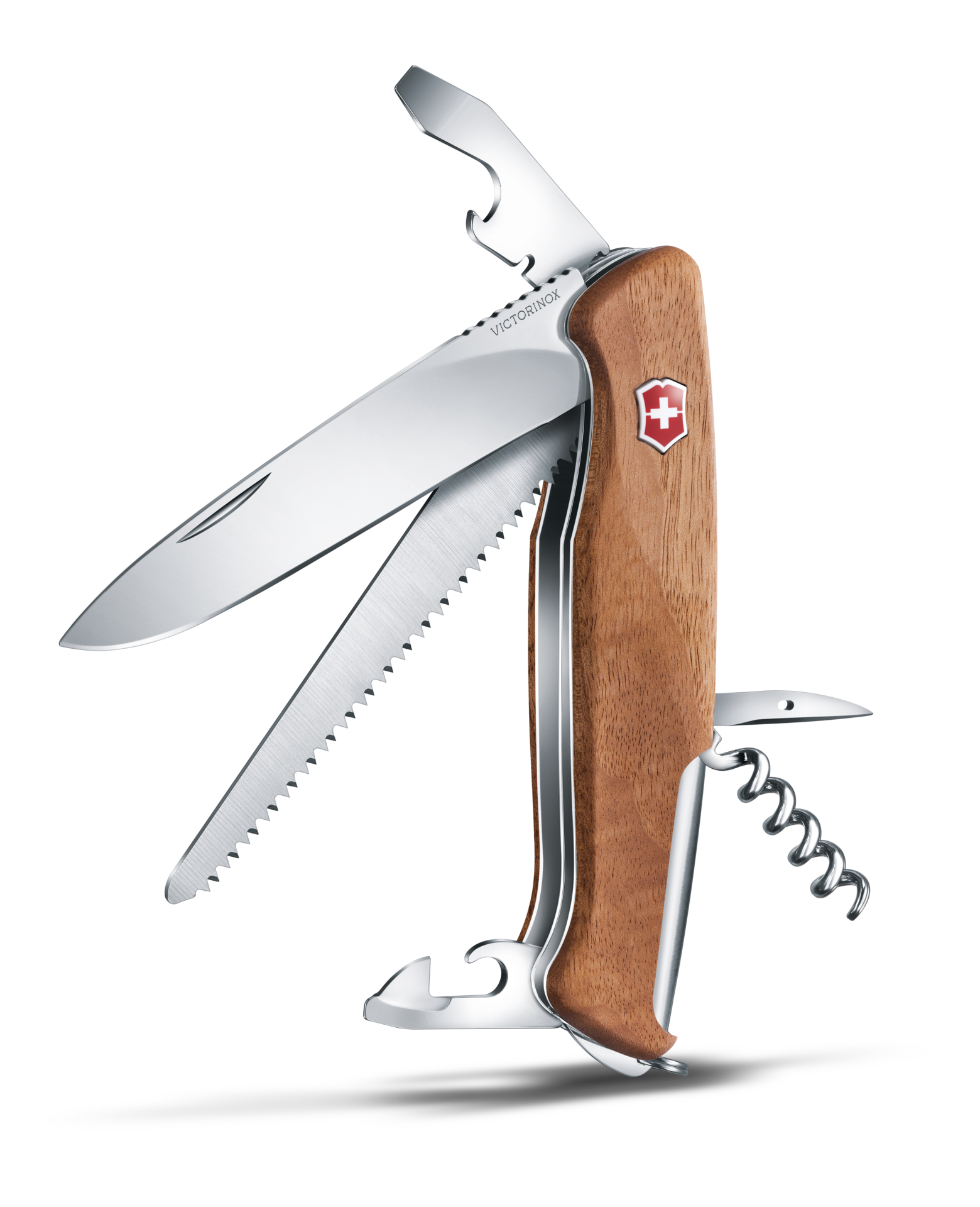 Victorinox Taschenmesser Sackmesser Ranger55Wood Nussbaum holz offen schraeg