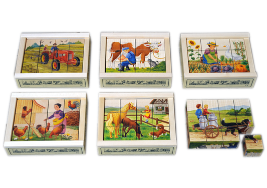 Würfelpuzzle Bauernhof 12-teilig Ahorn