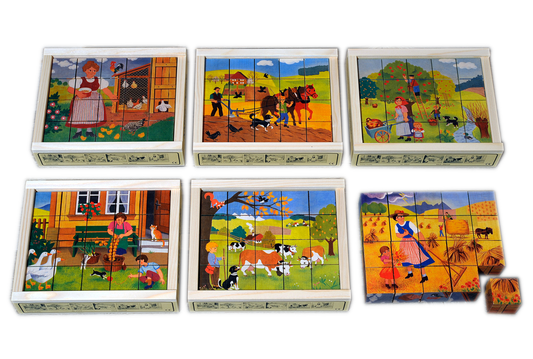 Würfelpuzzle Bauernhof 20-teilig Ahorn