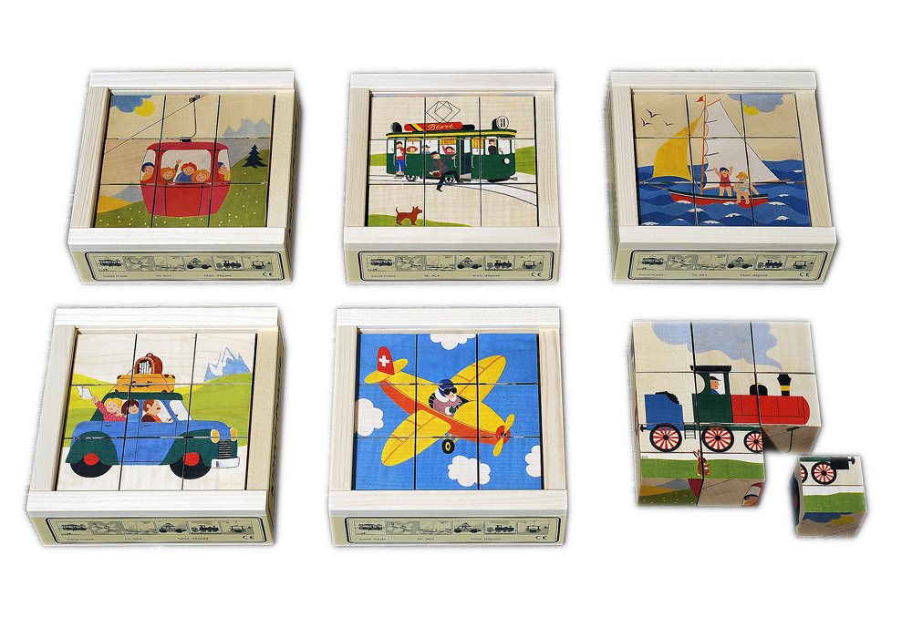 Cubo puzzle veicoli stradali 9 pezzi acero