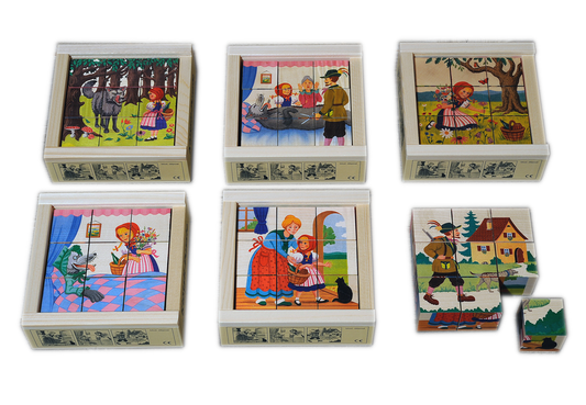 Würfelpuzzle Rotkäppchen 9-teilig Ahorn