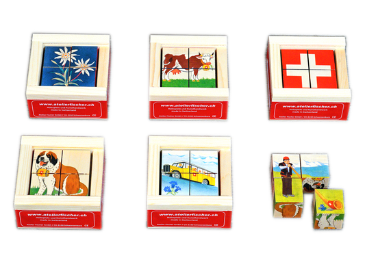 Würfelpuzzle Swiss mini 4-teilig Ahorn