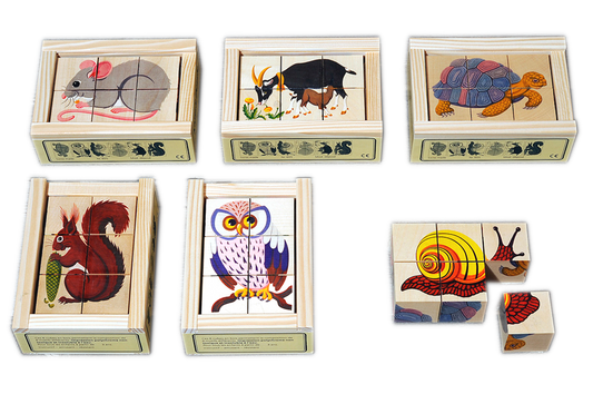 Würfelpuzzle Tiere 6-teilig Ahorn