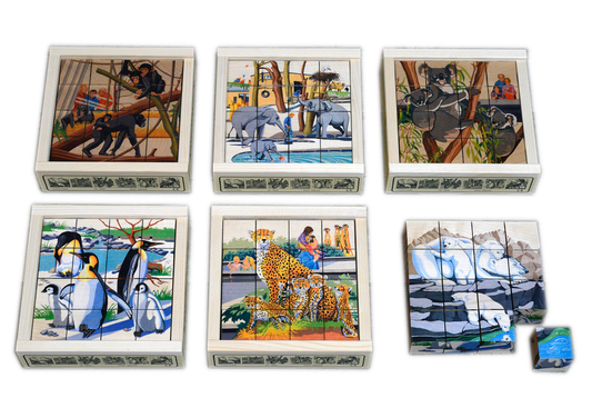 Würfelpuzzle Zoo 16-teilig Ahorn