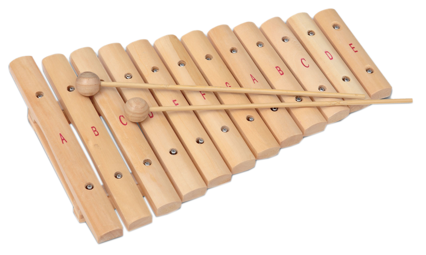 Xylophon mit 12 Holzplättchen