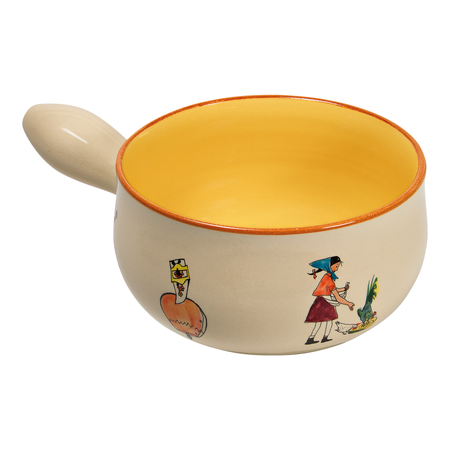 Käsefondue Caquelon mit Schellen-Ursli Motiv aus Keramik