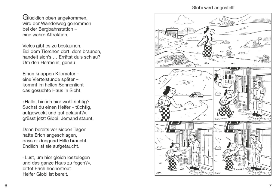 Musterseite Bilderbuch Globi auf der Alp