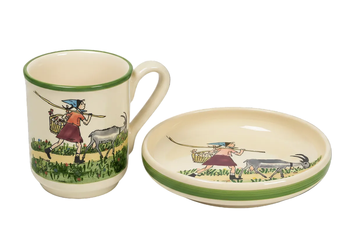 Children's set Flurina with goat plate+cup ceramic