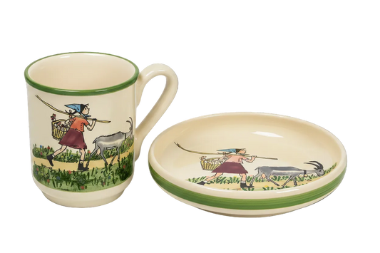 Set per bambini Flurina con piatto capra + tazza in ceramica
