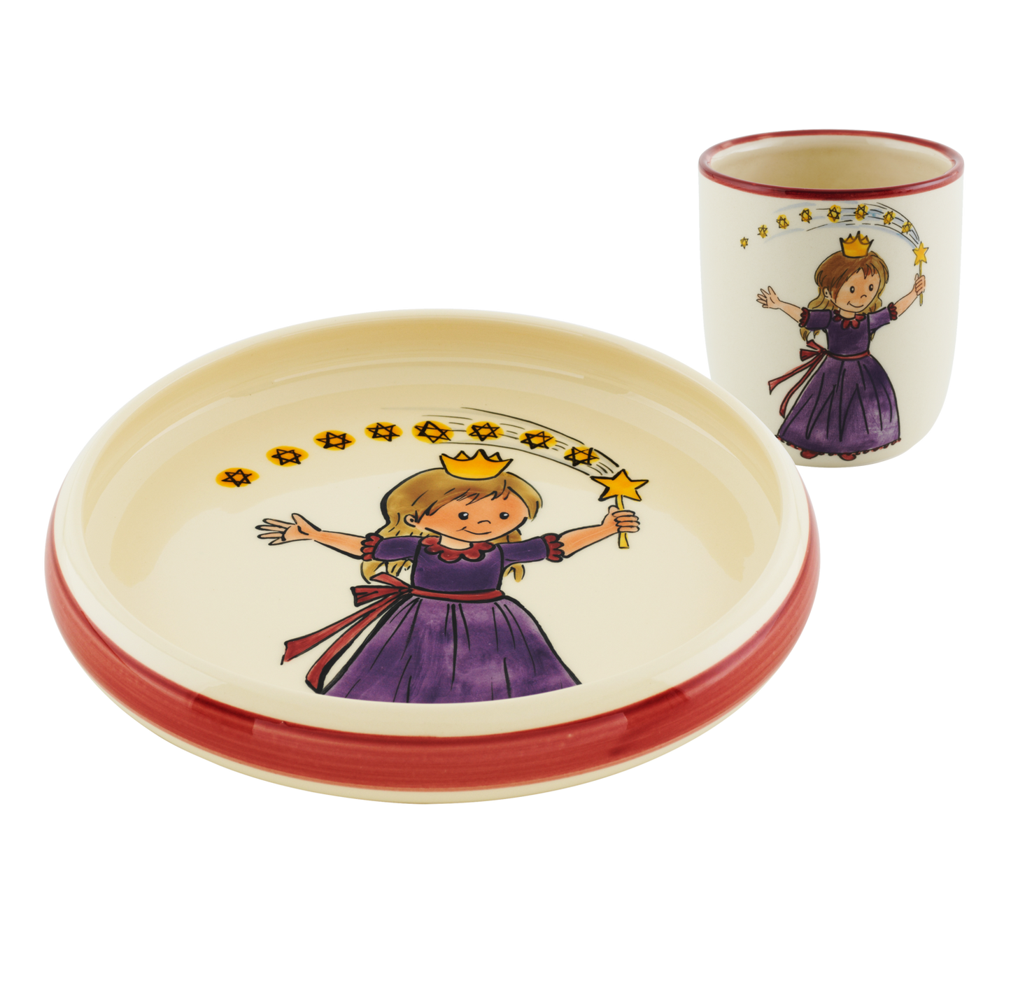 Kinderset Prinzessin Teller+Tasse Keramik