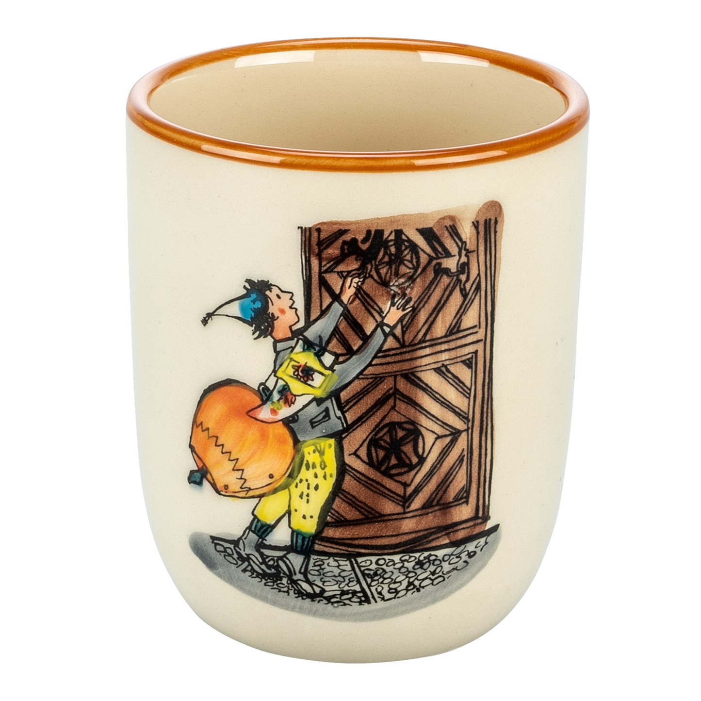 Children's cup Ursli at the gate / ceramic