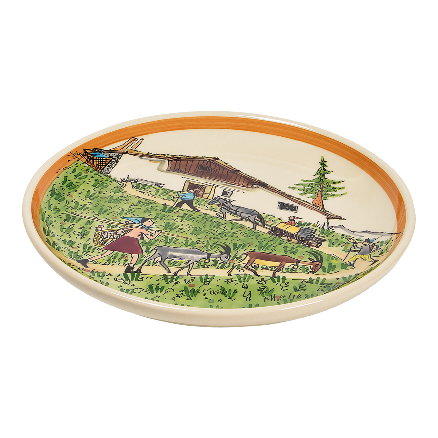 Plate Alphütte Ursli&amp;Flurina Ceramic 21cm