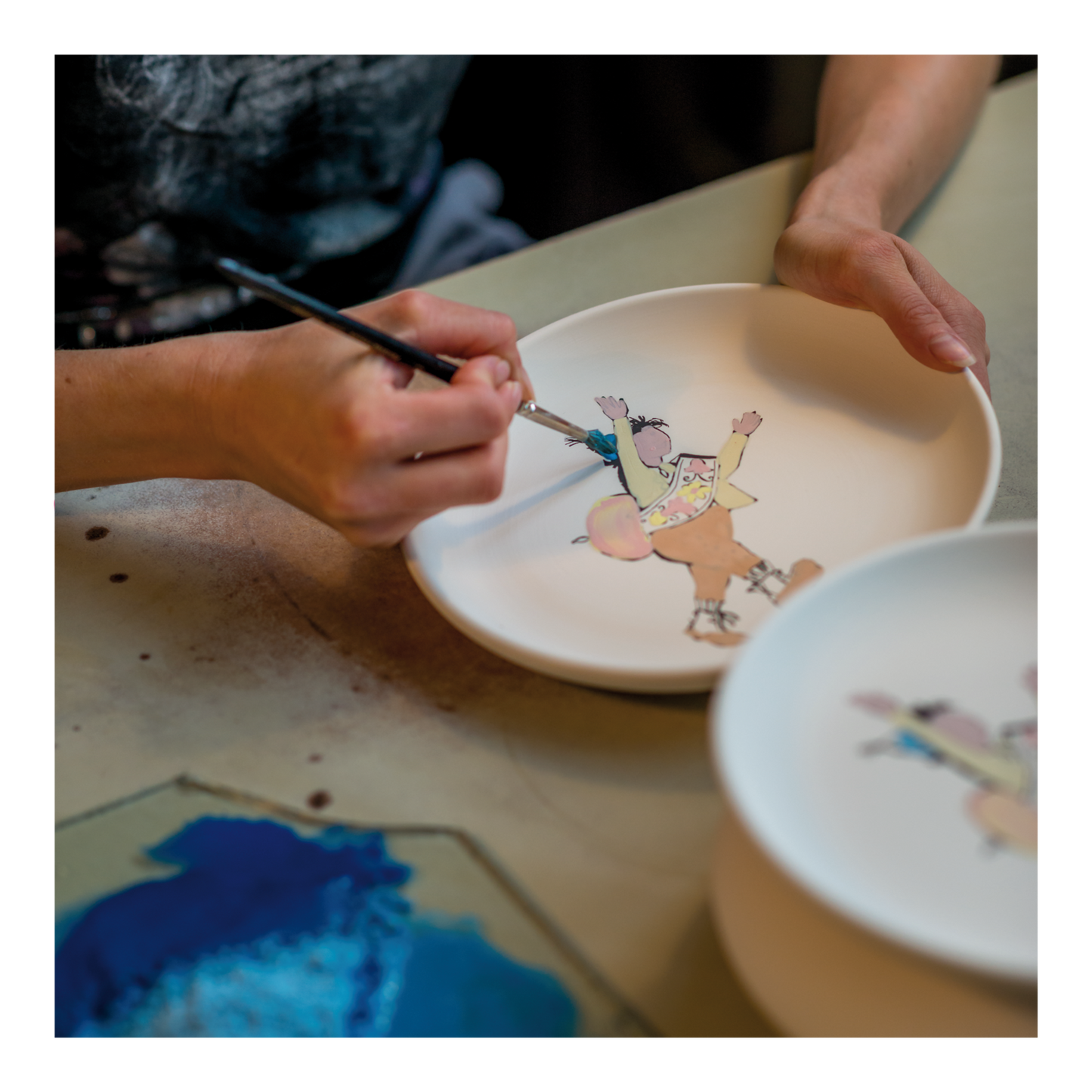 Children's plate Flurina with goat high rim ceramic