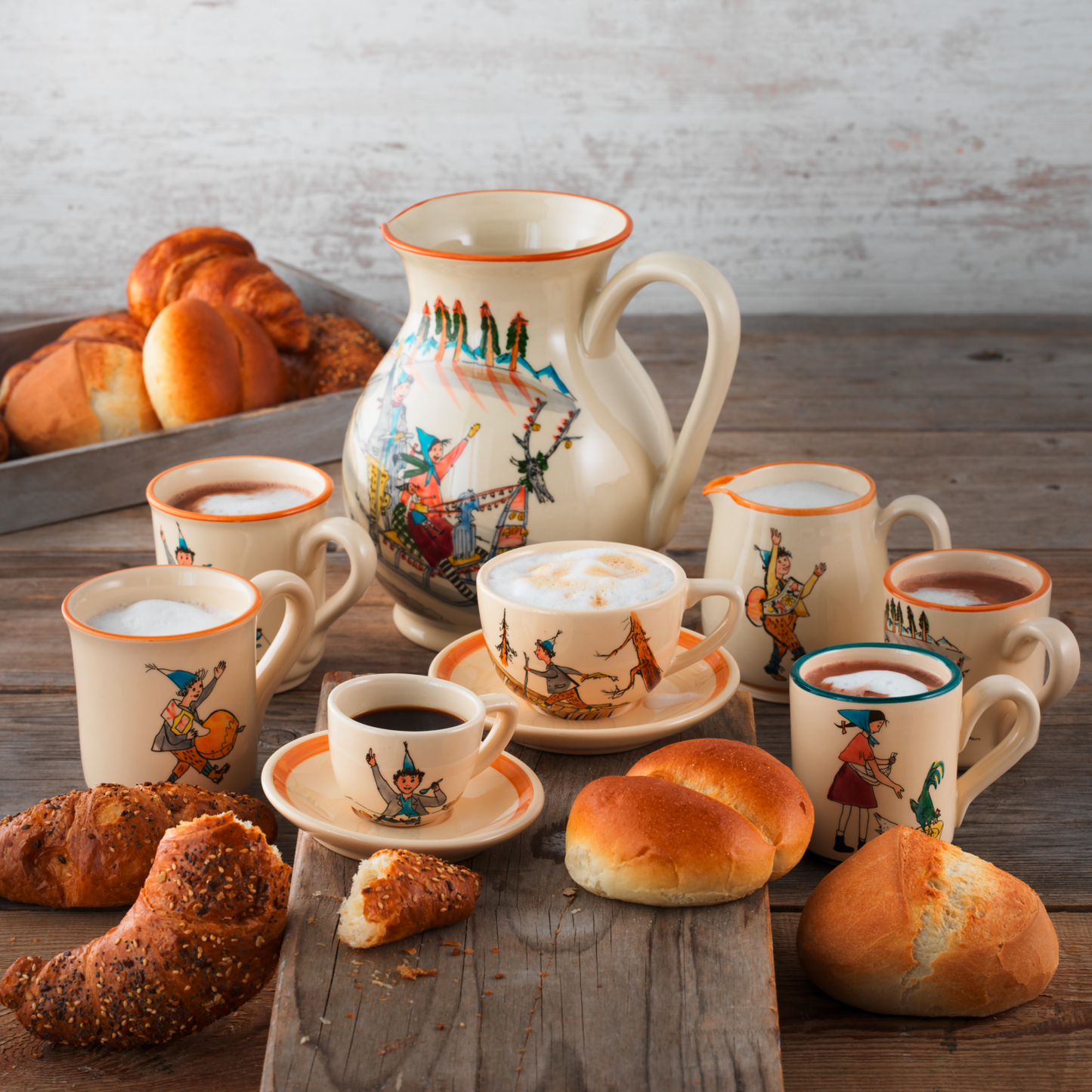 Jug Schlitteda Ursli&amp;Flurina Ceramics