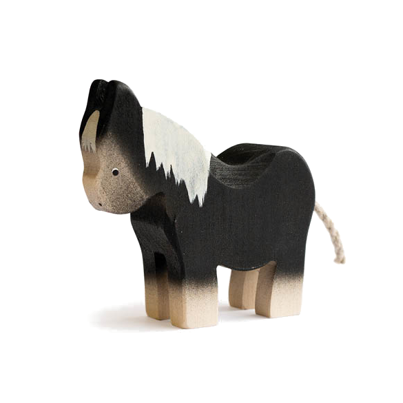 Pony schwarz Holztier