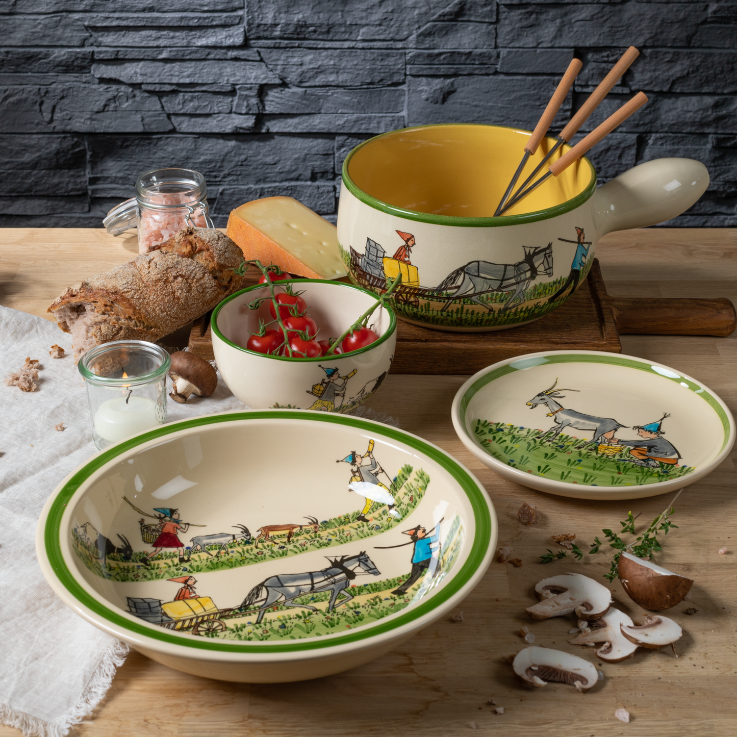 Plate Hay Wagon Ursli&amp;Flurina Ceramic 21cm