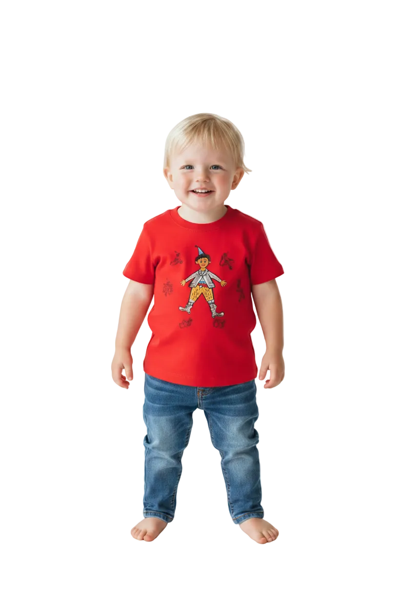 Children's T-Shirt Schellen-Ursli embroidered red