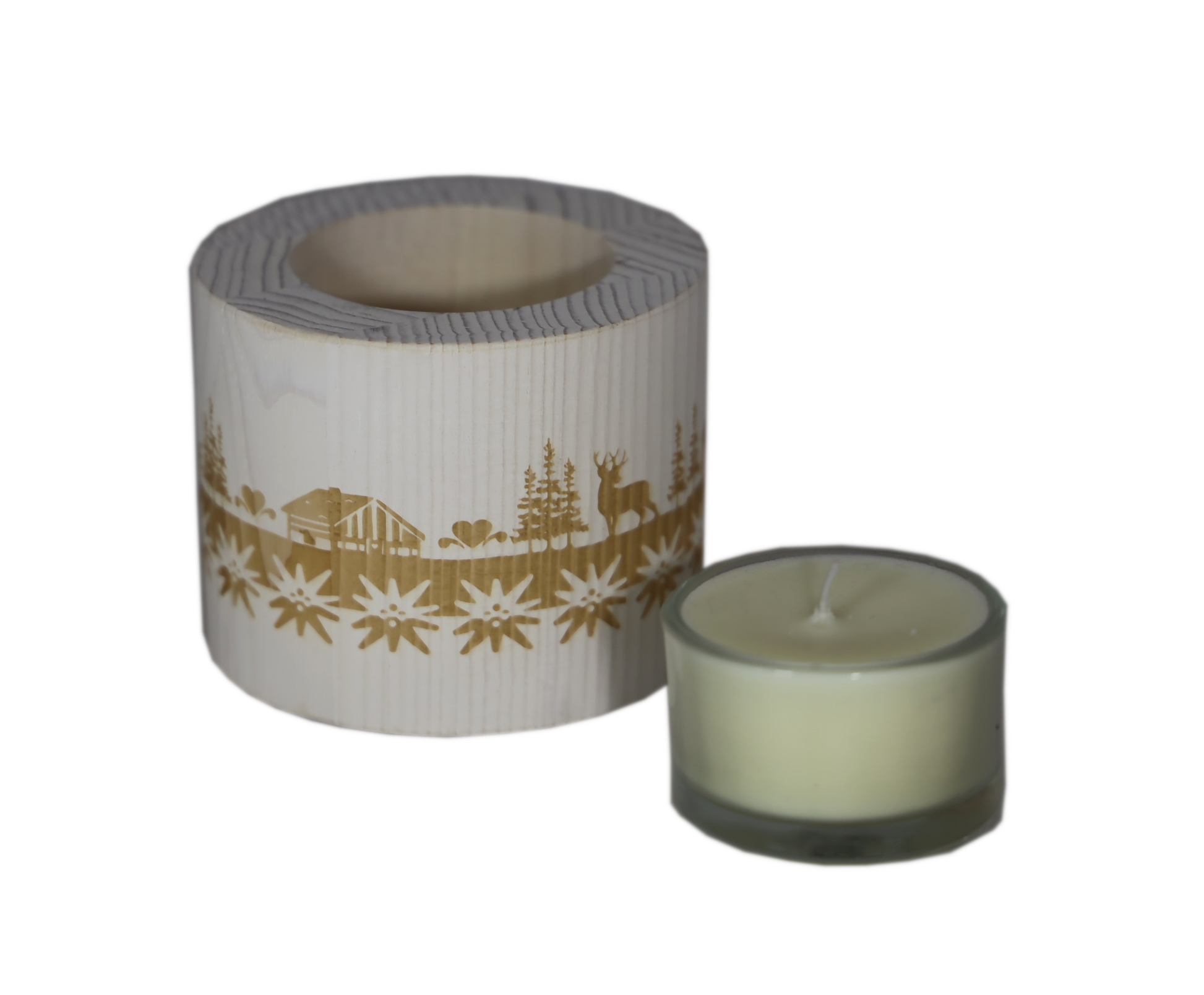 teelichthalter hirsch alpen holz teelichter