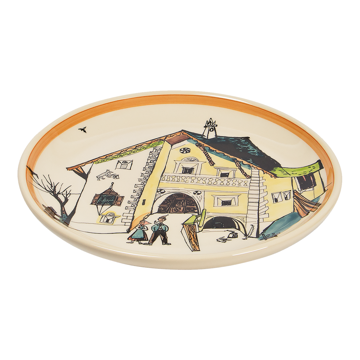 Plate Engadinerhaus Ursli's parents ceramic 21cm