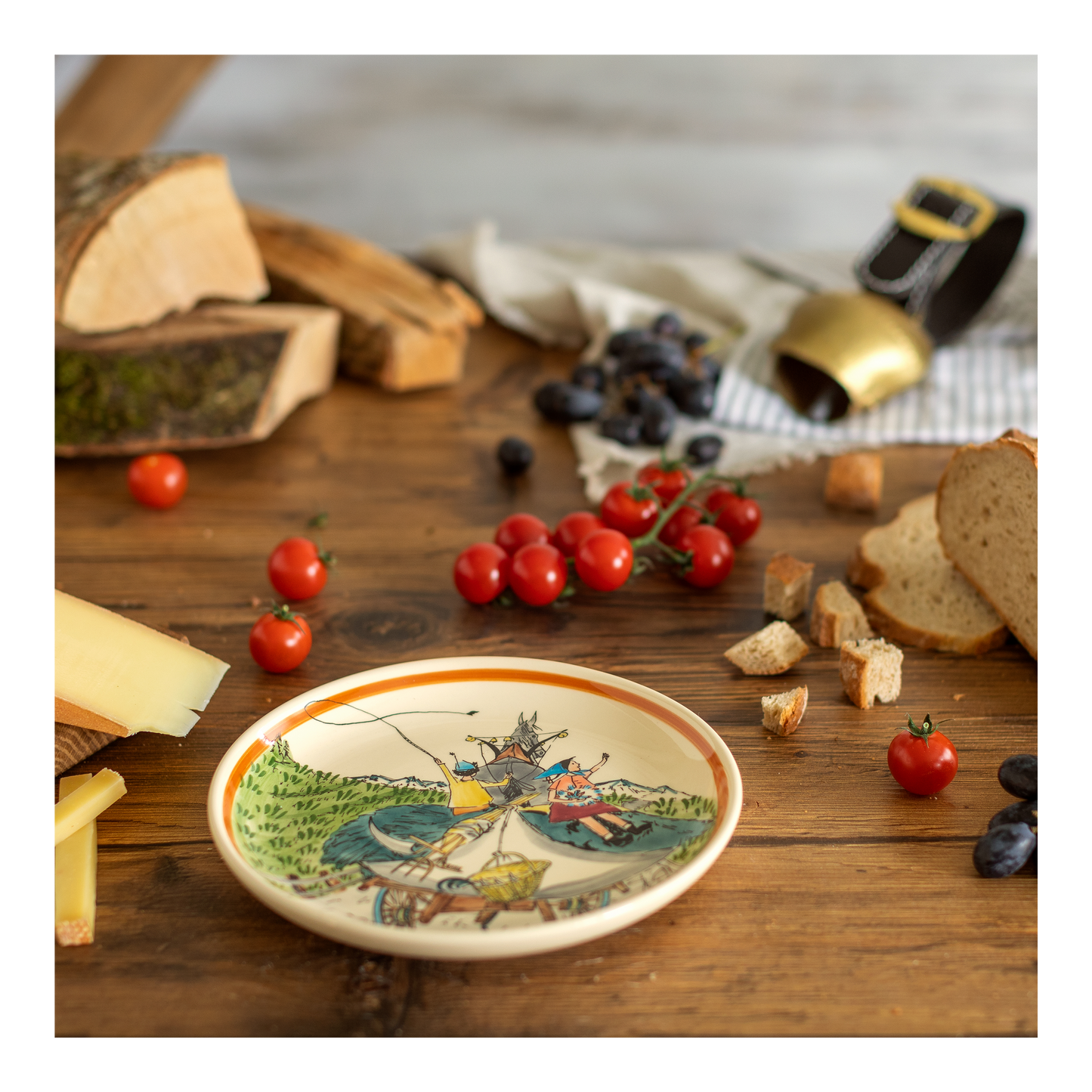 Plate Hay Wagon Ursli&amp;Flurina Ceramic 21cm