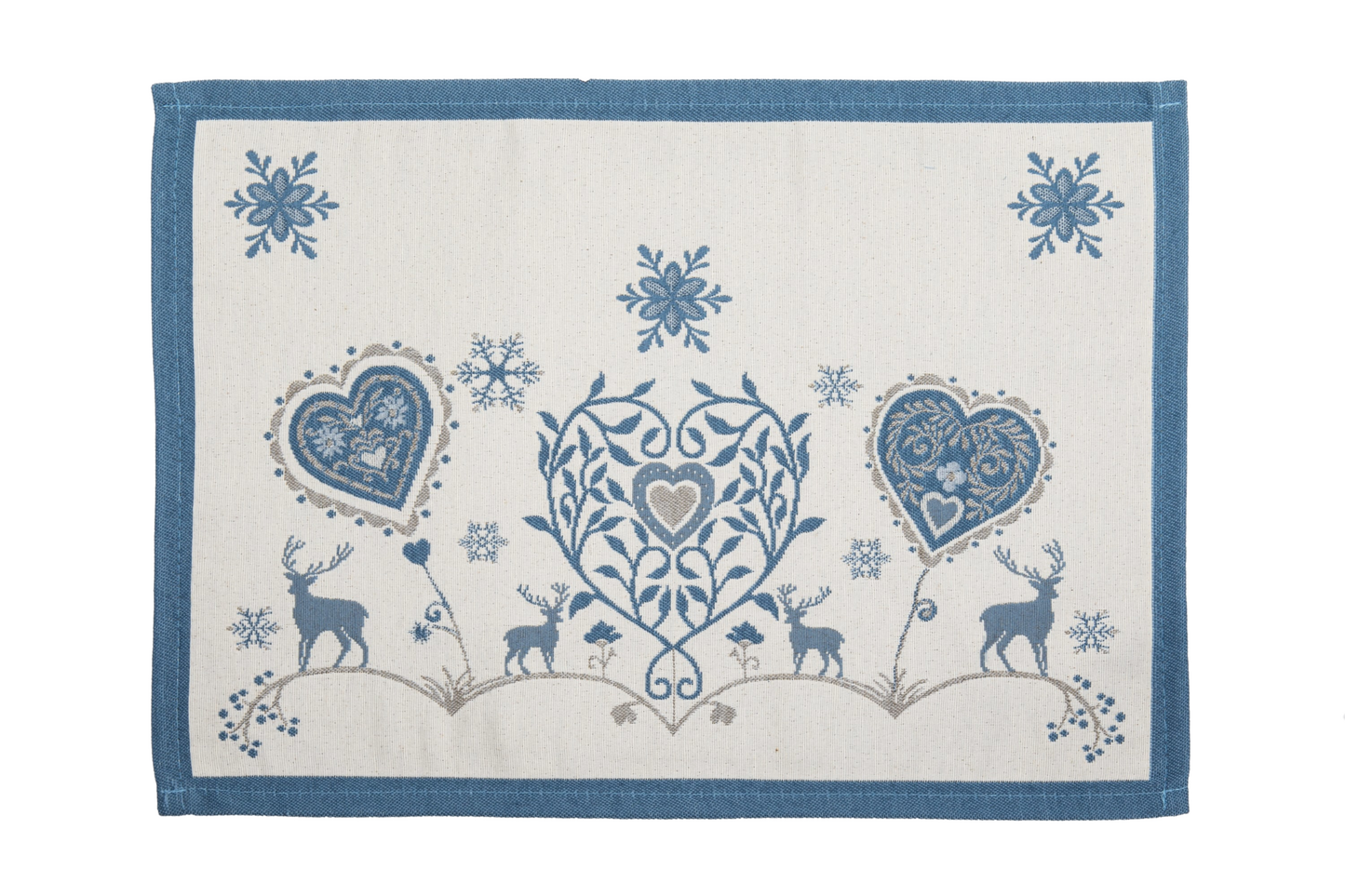 Tischset Hirsch+Herz beige/blau